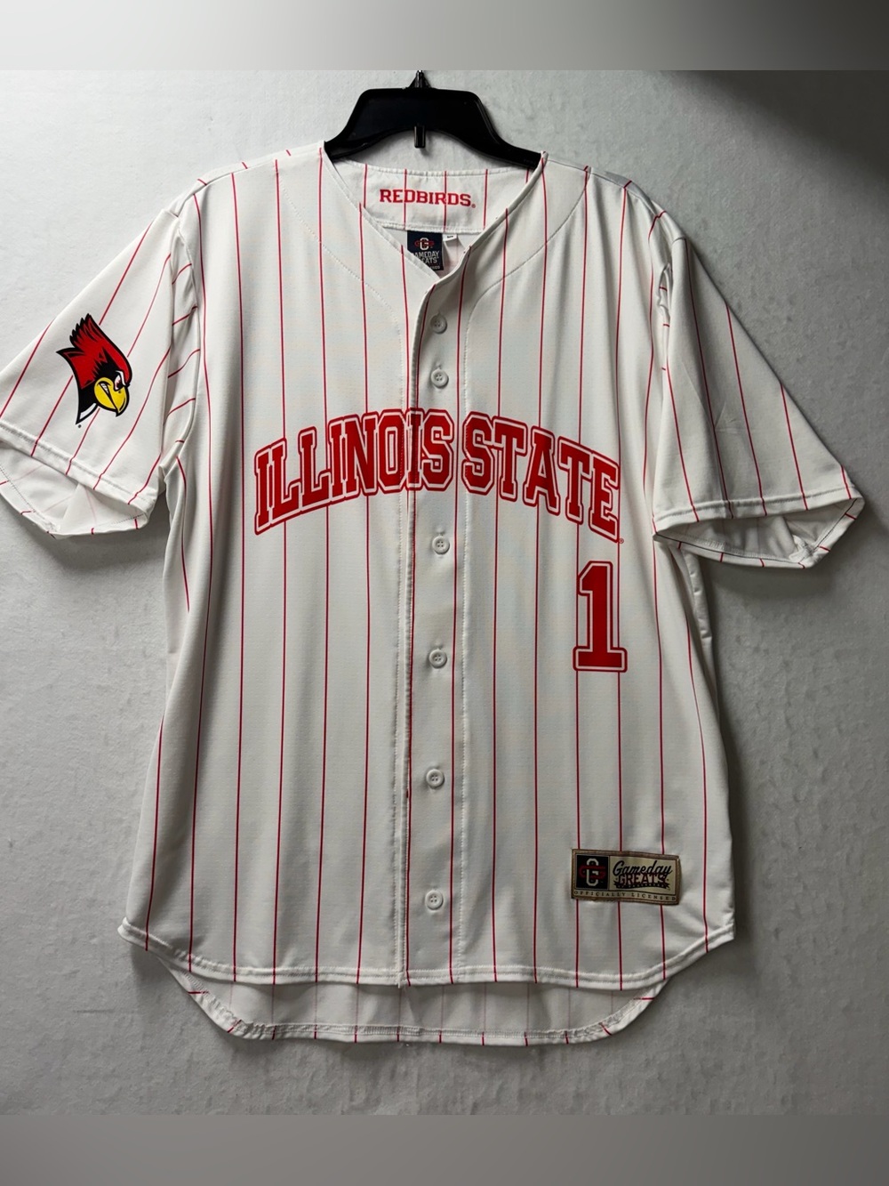 Illinois State Redbirds Baseball Jersey Mens Size Medium Short Sleeve White